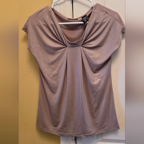 New York & Company Tops - New York & Company Womens Beautiful Metallic Ruched Blouse Short Sleeve Top Y2k